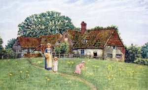 De oude boerderij door Kate Greenaway door Kate Greenaway